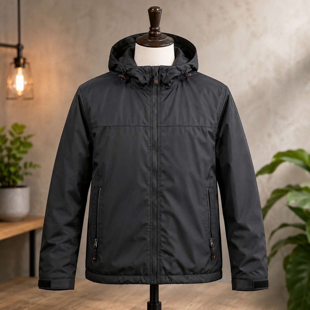 Weatherproof Hooded Softshell Jacket Mens Large Black Fleece Lined Full Zip
